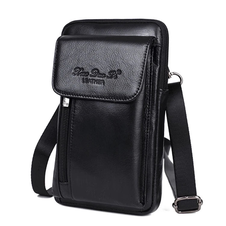 Men Small Messenger Shoulder Bag Genuine Leather  Cell Mobile Phone Case Cross Body Fanny Waist Hook Belt Pack