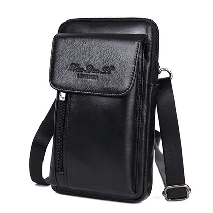 Men Small Messenger Shoulder Bag Genuine Leather  Cell Mobile Phone Case Cross Body Fanny Waist Hook Belt Pack