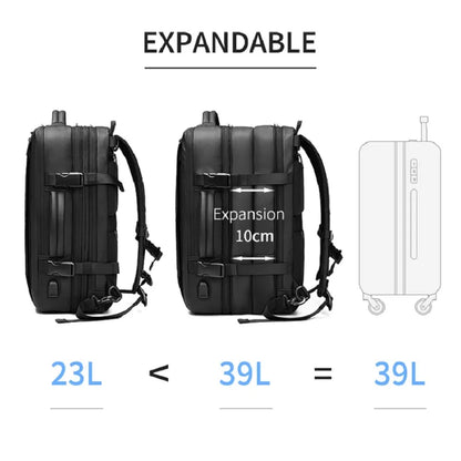 Men Travel Backpack Expand 39L Business 17 Inch Laptop Backpack Fashion School backpack USB charging waterproof Hiking Backpack