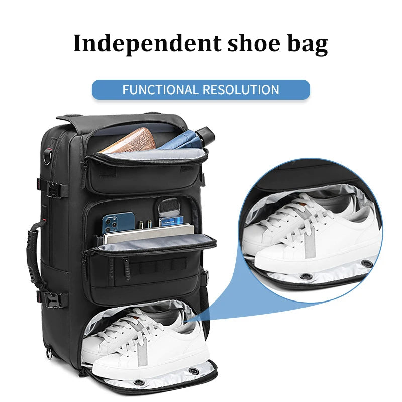 Men Travel Backpack waterproof 17 inch Business Laptop Backpack with Separate Shoe Bag Hidden USB charge 50L trekking backpack