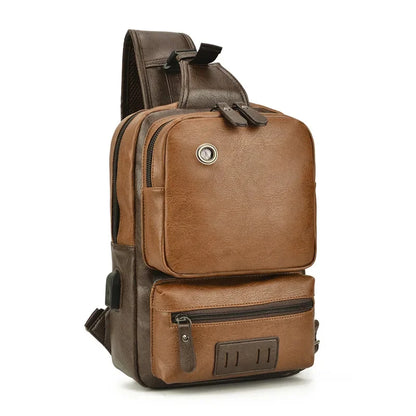 Men Travel Chest Large-capacity PU Leather Shoulder Outdoor for Male s Short Trip Crossbody Bags Sports Backpack
