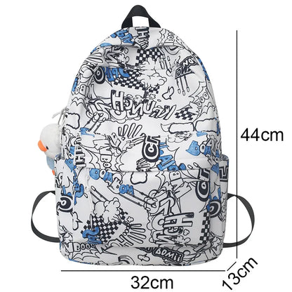 Men Travel Graffiti Printing Book New Waterproof Lady Male School Bag Women College Backpack Girl Boy Laptop Student Bag Fashion