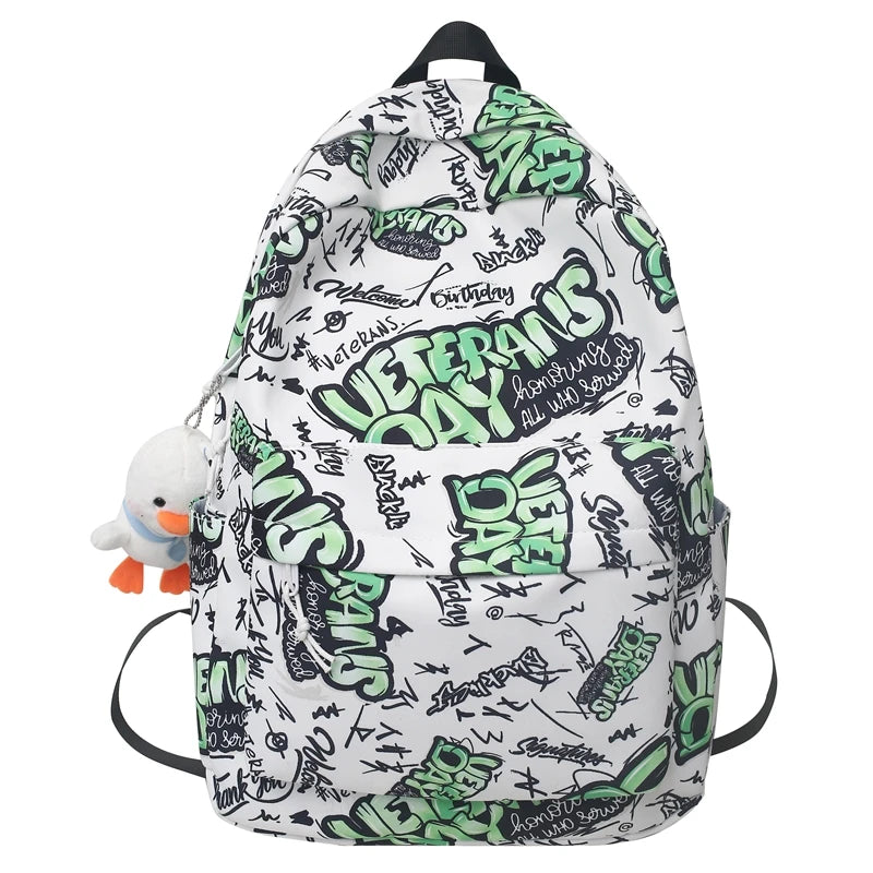 Men Travel Graffiti Printing Book New Waterproof Lady Male School Bag Women College Backpack Girl Boy Laptop Student Bag Fashion