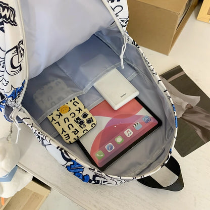 Men Travel Graffiti Printing Book New Waterproof Lady Male School Bag Women College Backpack Girl Boy Laptop Student Bag Fashion