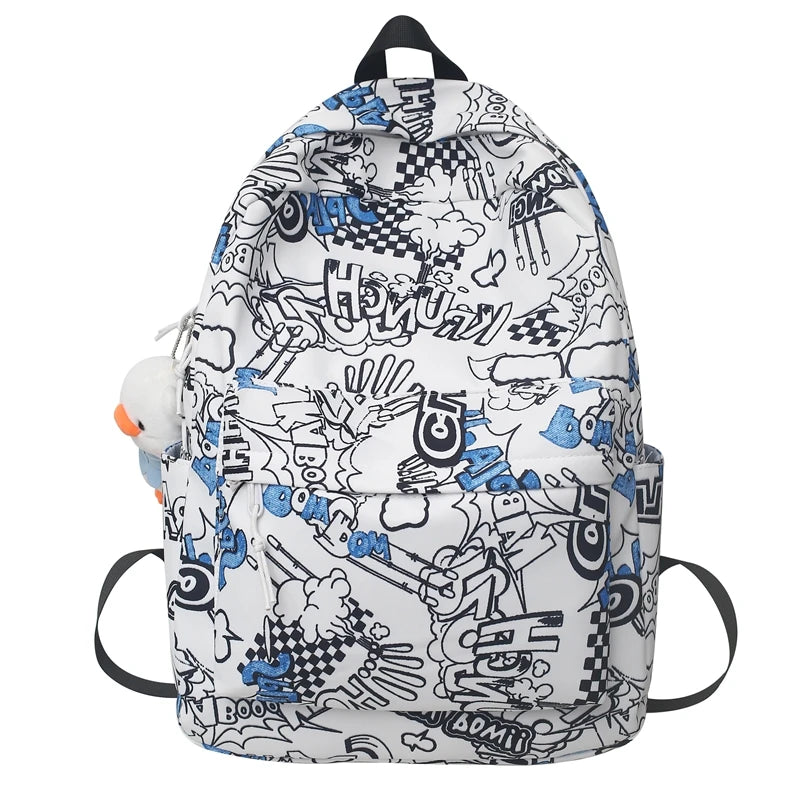 Men Travel Graffiti Printing Book New Waterproof Lady Male School Bag Women College Backpack Girl Boy Laptop Student Bag Fashion