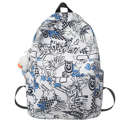 Men Travel Graffiti Printing Book New Waterproof Lady Male School Bag Women College Backpack Girl Boy Laptop Student Bag Fashion