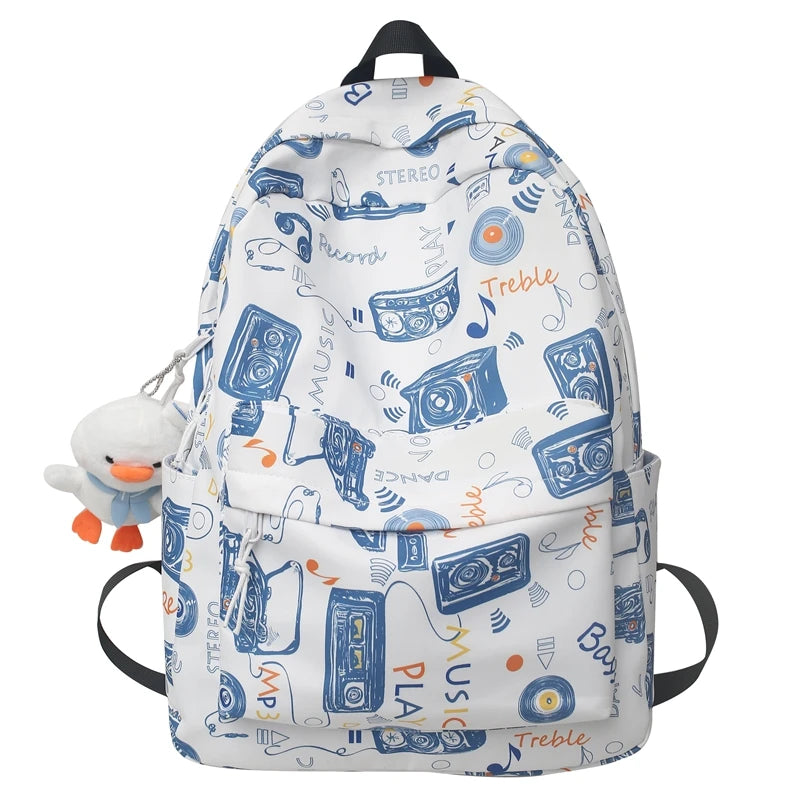 Men Travel Graffiti Printing Book Backpack - Thumbnail 3