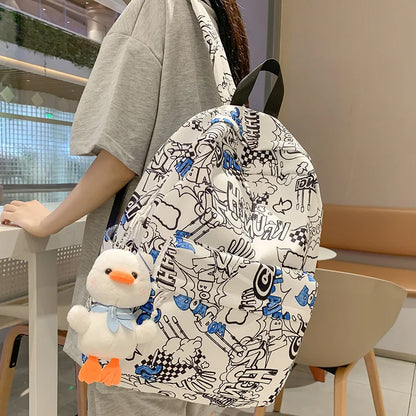 Men Travel Graffiti Printing Book New Waterproof Lady Male School Bag Women College Backpack Girl Boy Laptop Student Bag Fashion