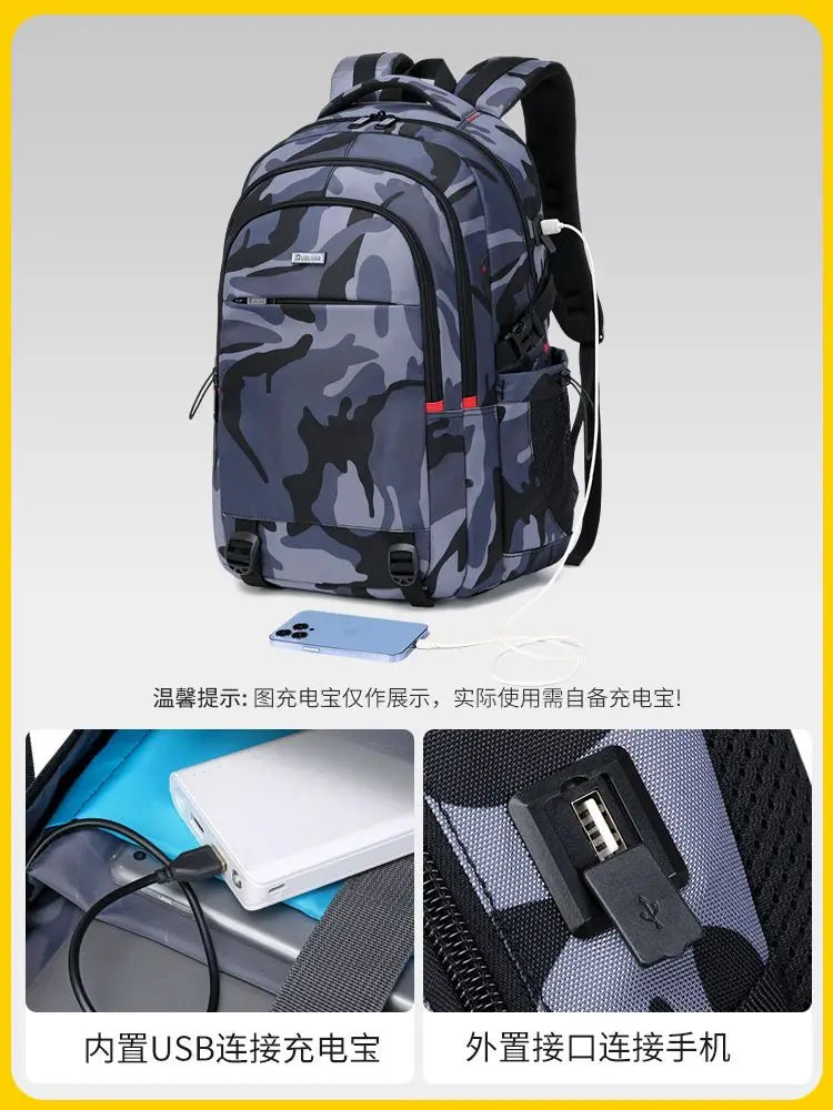 Men Travel Laptop Backpacks Camouflage Male Teenager Schoolbags Middle School Students Bookbags Boys Rucksack Gift