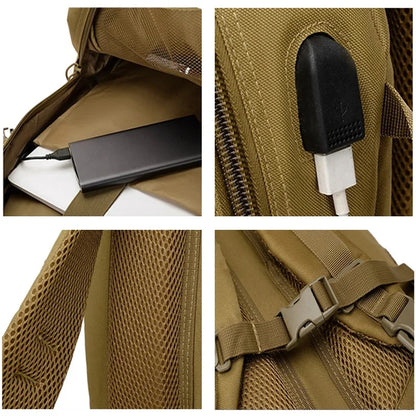 Men USB Outdoor Backpack Unisex Travel Sports School Bag Pack Fishing Hiking Climbing Camping Rucksack for Male Women