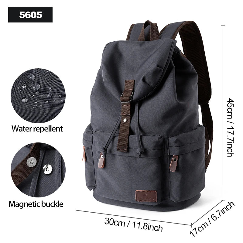 Men Vintage Canvas Backpacks Large Capacity 15.6inch Laptop Casual Bag For Commuter Travel Premium Durable Unsex Mochila