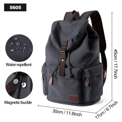 Men Vintage Canvas Backpacks Large Capacity 15.6inch Laptop Casual Bag For Commuter Travel Premium Durable Unsex Mochila