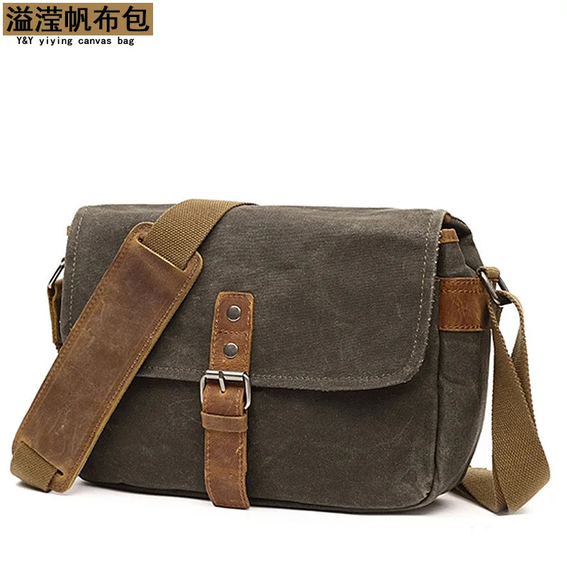 Men Vintage Oil Waxed Canvas Shoulder Bags Shockproof DSLR Camera Bag Waterproof Canvas messenger casual Crossbody Bags for men