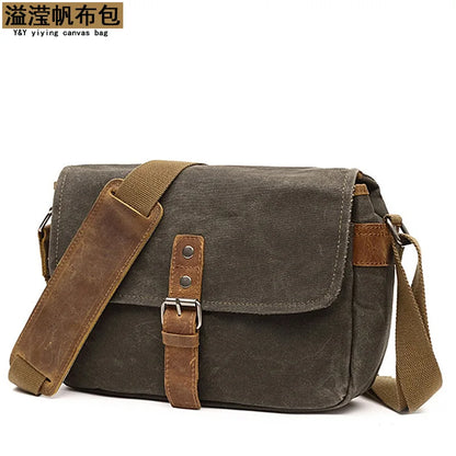 Men Vintage Oil Waxed Canvas Shoulder Bags Shockproof DSLR Camera Bag Waterproof Canvas messenger casual Crossbody Bags for men