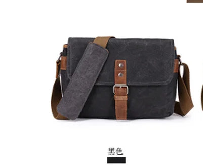 Men Vintage Oil Waxed Canvas Shoulder Bags Shockproof DSLR Camera Bag Waterproof Canvas messenger casual Crossbody Bags for men