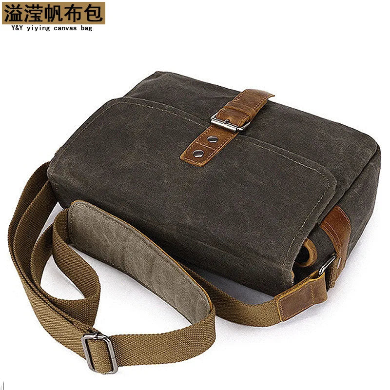 Men Vintage Oil Waxed Canvas Shoulder Bags Shockproof DSLR Camera Bag Waterproof Canvas messenger casual Crossbody Bags for men