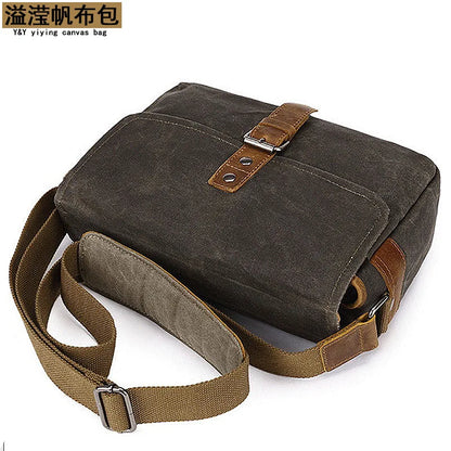 Men Vintage Oil Waxed Canvas Shoulder Bags Shockproof DSLR Camera Bag Waterproof Canvas messenger casual Crossbody Bags for men