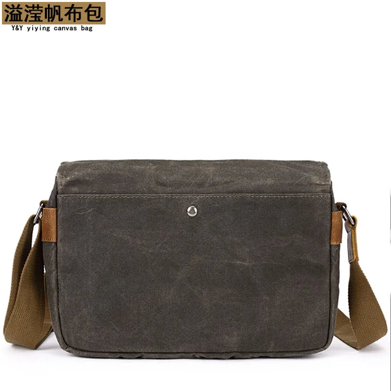 Men Vintage Oil Waxed Canvas Shoulder Bags Shockproof DSLR Camera Bag Waterproof Canvas messenger casual Crossbody Bags for men