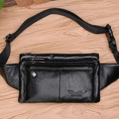 Men Waist Bag Belt Chest Genuine Leather Invisible Thin Pocket Casual Pouch Real Cowhide Male Hip Bum Fanny Pack Bags