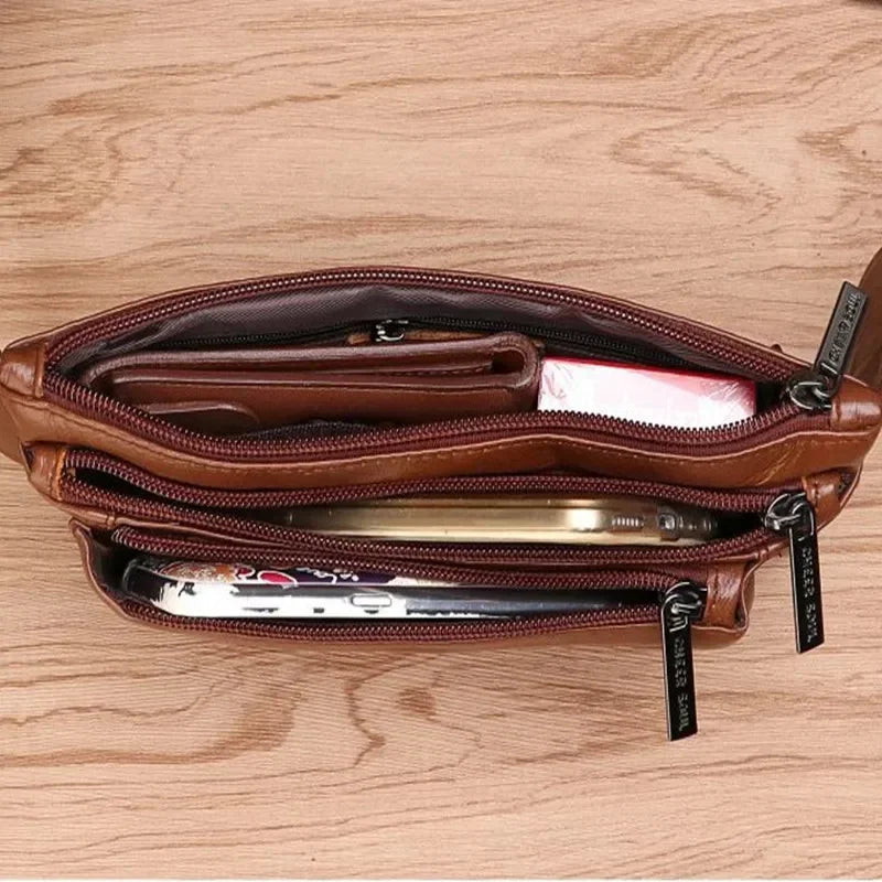 Men Waist Bag Belt Chest Genuine Leather Invisible Thin Pocket Casual Pouch Real Cowhide Male Hip Bum Fanny Pack Bags