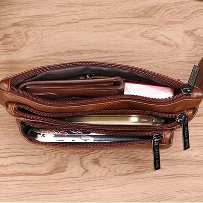 Men Waist Bag Belt Chest Genuine Leather Invisible Thin Pocket Casual Pouch Real Cowhide Male Hip Bum Fanny Pack Bags