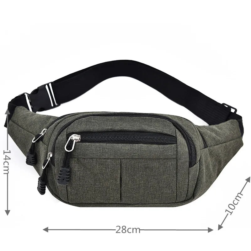 Men Waist Bag pack Purse Casual Large Phone Belt Bag Pouch oxfrod Travel Phone Bag Fanny Banana Bag Hip 4 Pockets