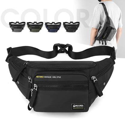 Men Waist Fanny Belt Bag Waterproof Nylon Multi-purpose Sports Travel Hiking Climb Male Sling Chest Pack Bum Hip Bags