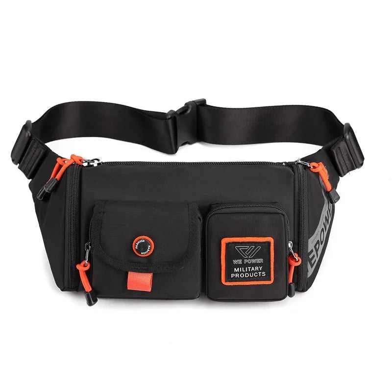 Men Waist Fanny Pack Belt Bag Multi-pocket Waterproof Travel Nylon Male Military Shoulder Sling Cross body Chest Bum Hip Bags