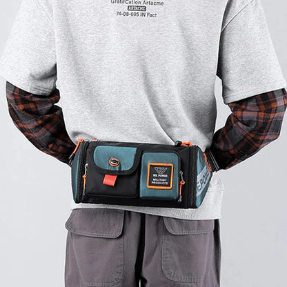 Men Waist Fanny Pack Belt Bag Multi-pocket Waterproof Travel Nylon Male Military Shoulder Sling Cross body Chest Bum Hip Bags
