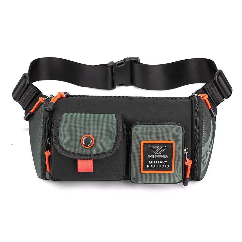Men Waist Fanny Pack Belt Bag Multi-pocket Waterproof Travel Nylon Male Military Shoulder Sling Cross body Chest Bum Hip Bags