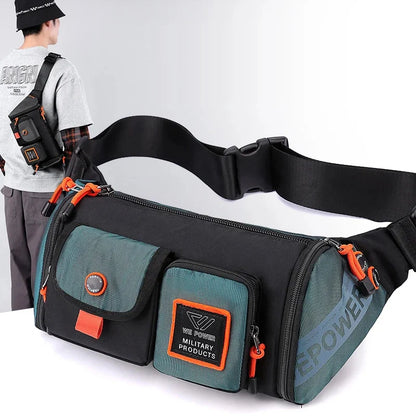 Men Waist Fanny Pack Belt Bag Multi-pocket Waterproof Travel Nylon Male Military Shoulder Sling Cross body Chest Bum Hip Bags