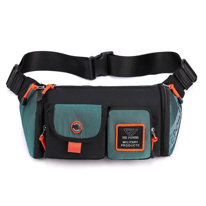 Men Waist Fanny Pack Belt Bag Multi-pocket Waterproof Travel Nylon Male Military Shoulder Sling Cross body Chest Bum Hip Bags