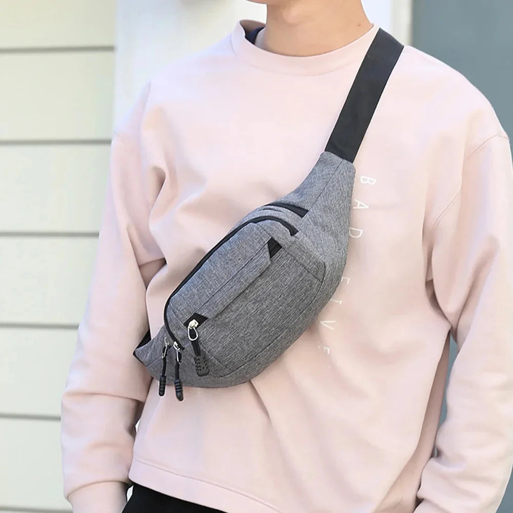 Men Waist Fanny Pack Belt Sling Chest Bag Travel Sports Fashion Money Male Nylon Pouch Purse Bum Hip Bags