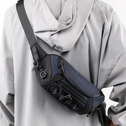 Men Waist Fanny Pack Belt Sling Chest Travel Multi-Pocket Military Fashion Male Nylon Cross body Messenger Purse Bum Hip Bag