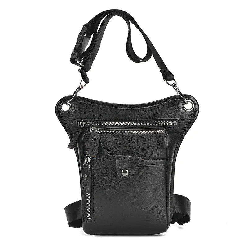 Men Waist Fanny Pack Drop Leg Messenger Shoulder Bags for Motorcycle Rider PU Leather Male Cross Body Hip Belt Thigh Bag