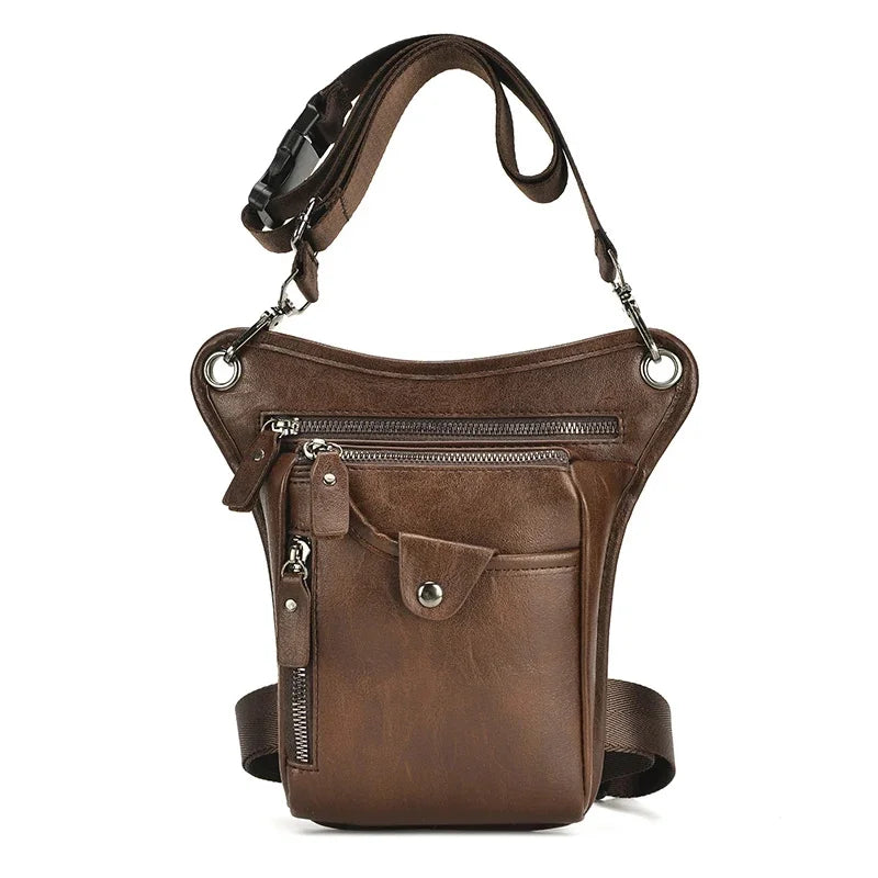 Men Waist Fanny Pack Drop Leg Messenger Shoulder Bags for Motorcycle Rider PU Leather Male Cross Body Hip Belt Thigh Bag