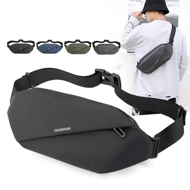 Men Waist Fanny Pack Purse Running Sports Reflective Travel Waterproof Nylon Male Sling Cross body Bum Hip Belt Chest Bag