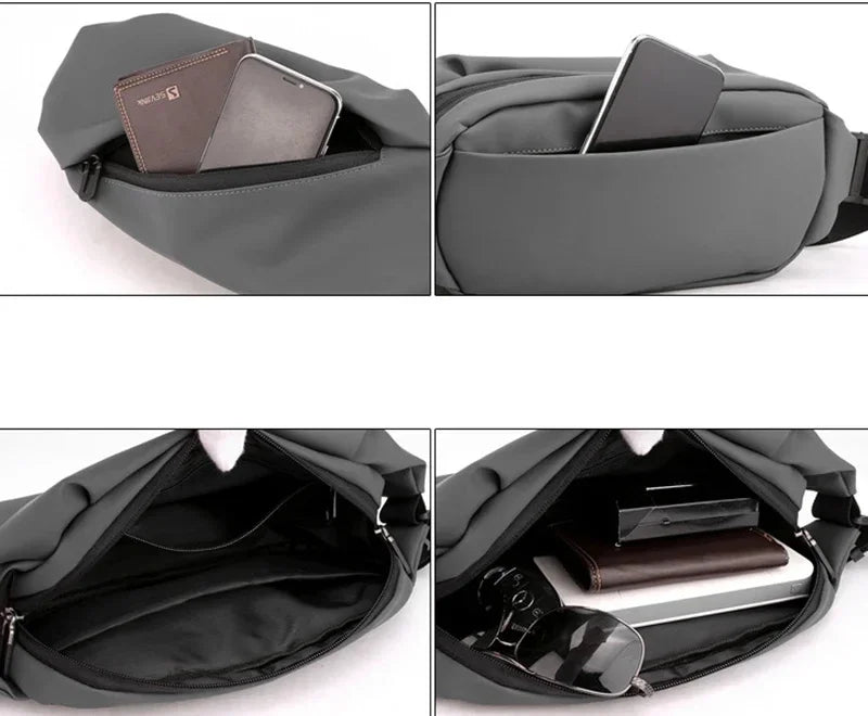 Men Waist Fanny Pack Purse Running Sports Reflective Travel Waterproof Nylon Male Sling Cross body Bum Hip Belt Chest Bag