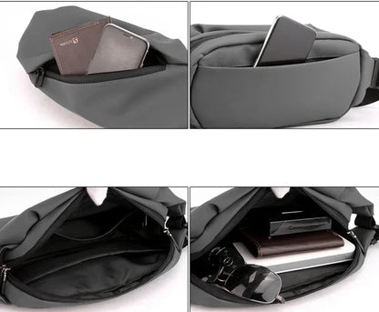 Men Waist Fanny Pack Purse Running Sports Reflective Travel Waterproof Nylon Male Sling Cross body Bum Hip Belt Chest Bag