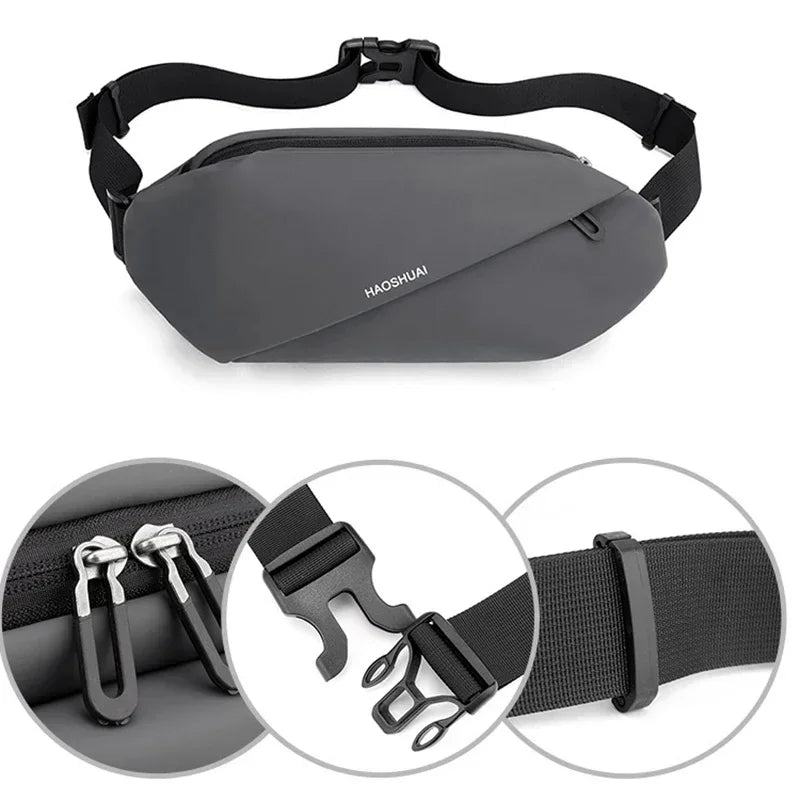 Men Waist Fanny Pack Purse Running Sports Reflective Travel Waterproof Nylon Male Sling Cross body Bum Hip Belt Chest Bag