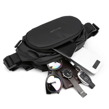 Men Waist Fanny Pack Running Bag Pouch Multi-Pocket Travel Waterproof Nylon Male Sling Cross body Chest Hip Bum Belt Bags