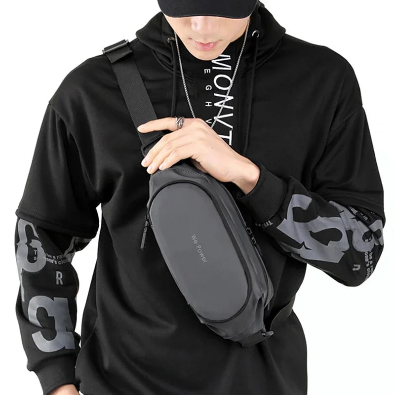 Men Waist Fanny Pack Running Bag Pouch Multi-Pocket Travel Waterproof Nylon Male Sling Cross body Chest Hip Bum Belt Bags