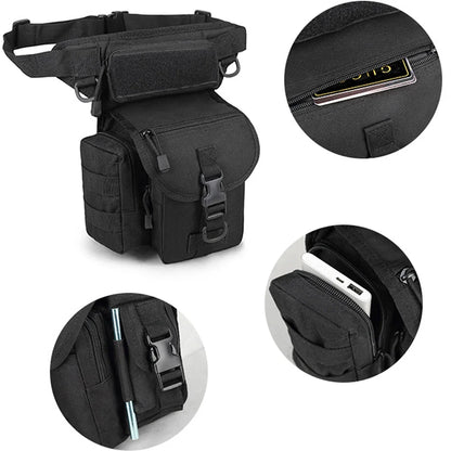 Men Waist Leg Bag Military Motorcycle Rider Camera Multi-Pockets Shoulder Nylon Male Bum Hip Thigh Fanny Pack Bags