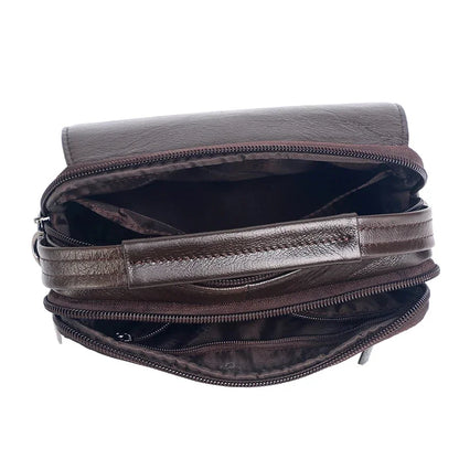 Men Waist Pack Belt Messenger Bag Multi-Function Business Handbag Genuine Leather Bum Fanny Small Tote Cross Body Shoulder Bags