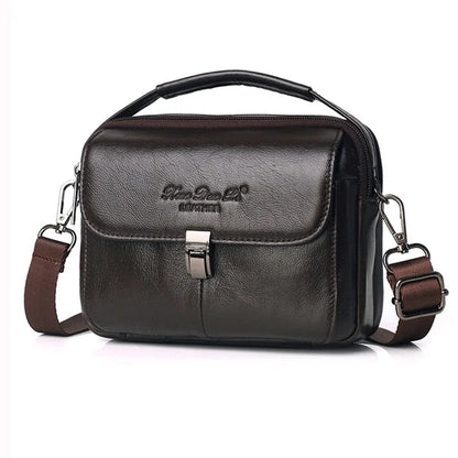 Men Waist Pack Belt Tote Bum Bag Multi-Function Business Handbag Genuine Leather Small 7'' Crossbody Shoulder Messenger Bags