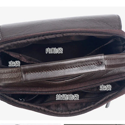Men Waist Pack Belt Tote Bum Bag Multi-Function Business Handbag Genuine Leather Small 7'' Crossbody Shoulder Messenger Bags