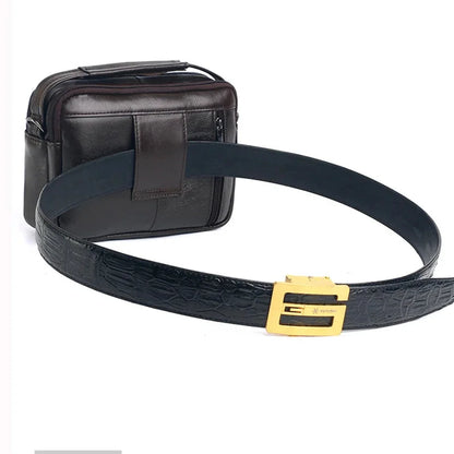 Men Waist Pack Belt Tote Bum Bag Multi-Function Business Handbag Genuine Leather Small 7'' Crossbody Shoulder Messenger Bags
