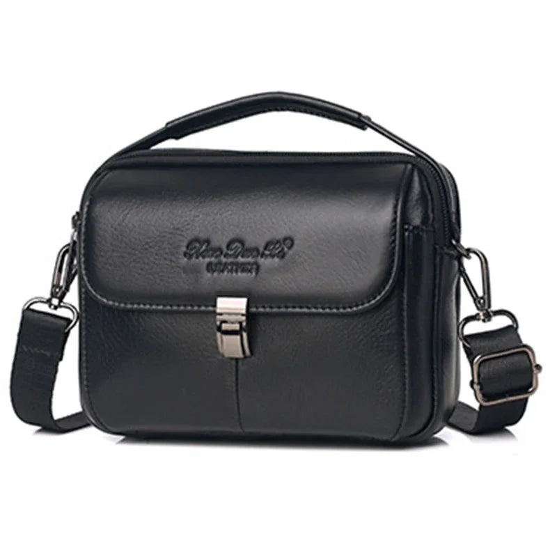 Men Waist Pack Belt Tote Bum Bag Multi-Function Business Handbag Genuine Leather Small 7'' Crossbody Shoulder Messenger Bags