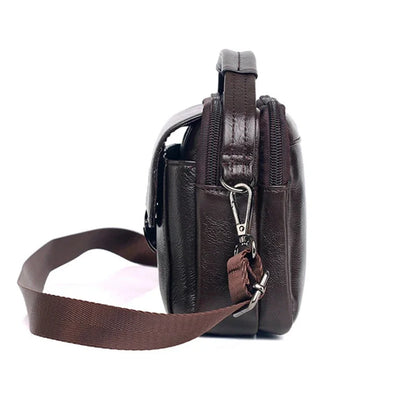 Men Waist Pack Belt Tote Bum Bag Multi-Function Business Handbag Genuine Leather Small 7'' Crossbody Shoulder Messenger Bags