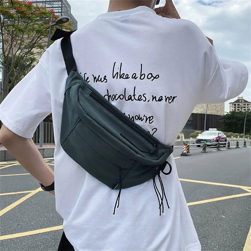 Men Waist Pack Casual Large Phone Bag Nylon Travel Phone Bag Men Waist Pack Crossbody Bag For Men Fashion Zipper Sling Bag